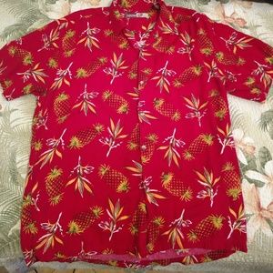Thums Up Pineapple Hawaiian Shirt Button Up Sz M